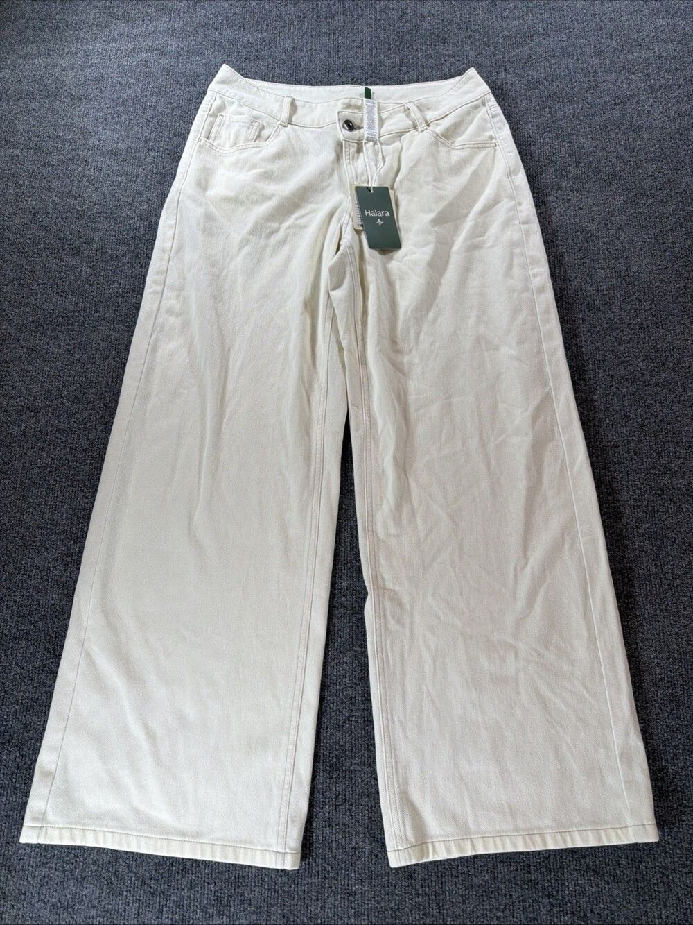 Halara Flex Baggy Wide Leg Jeans Womens Medium White Stretch New With Tags
